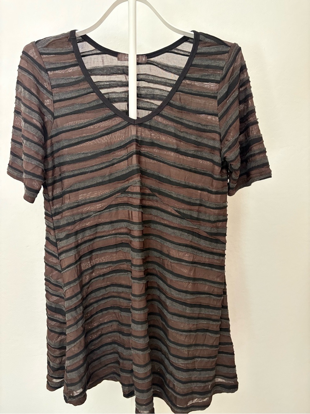Cut Loose Sheer Striped Textured Tunic Top